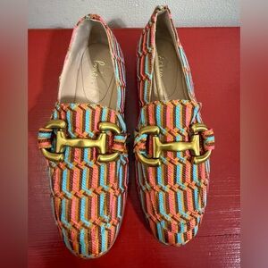 Boden Snaffle colorful jacquard oxfords with brass buckles sz 37/7